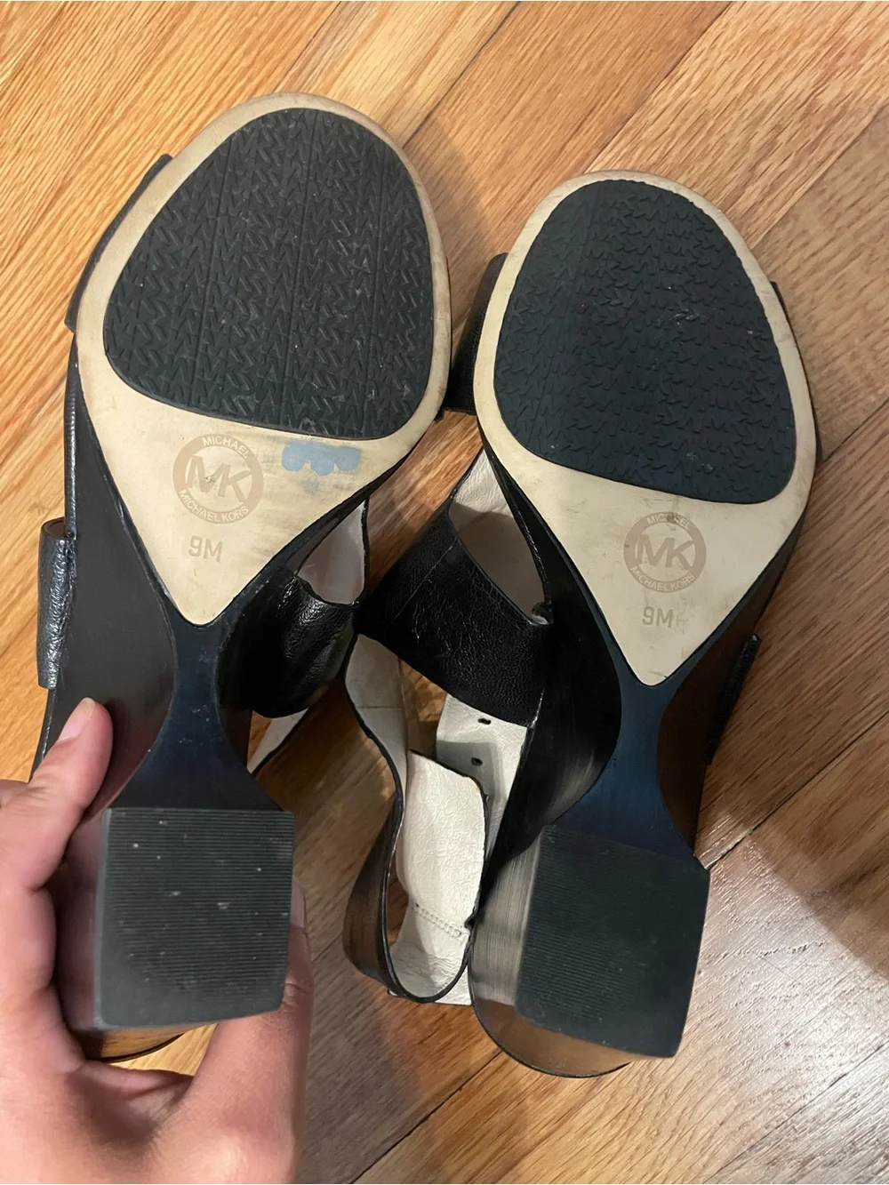Michael Kors Black Leather Open-Toe Slingback Sandals